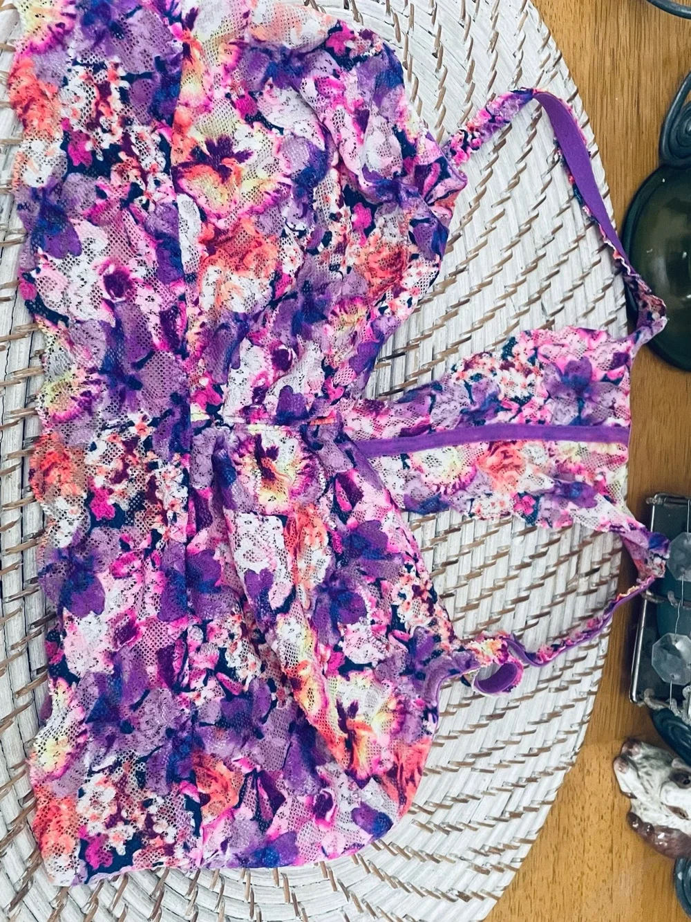 Victoria's Secret Purple Floral Lace One-Piece